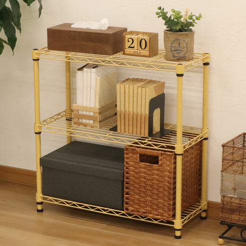 【気分も上がるビタミンカラー】
ポップなイエローがお部屋のアクセントになり、見せる収納を楽しみながら、毎日を明るい気分で過ごせます。