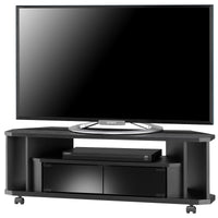 【機能美を追求】オープン棚とガラス扉収納で、AV機器やDVDなどをスマートに整理、扉を閉めたままでもリモコンが操作できて便利です。