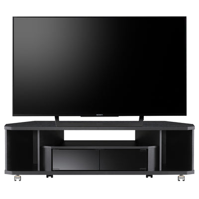 収納スペースにはブラックスモークガラス扉が付いており、中の収納物を外から見えにくいように隠しつつ、赤外線を通すため、扉を閉めたままでのリモコン操作が可能となっています。