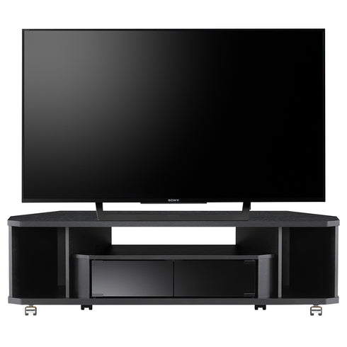 収納スペースにはブラックスモークガラス扉が付いており、中の収納物を外から見えにくいように隠しつつ、赤外線を通すため、扉を閉めたままでのリモコン操作が可能となっています。