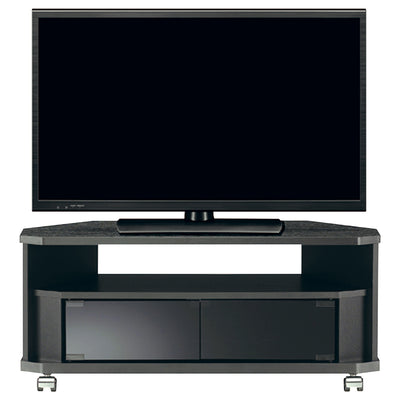 収納スペースにはブラックスモークガラス扉が付いており、中の収納物を外から見えにくいように隠しつつ、赤外線を通すため、扉を閉めたままでのリモコン操作が可能となっています。