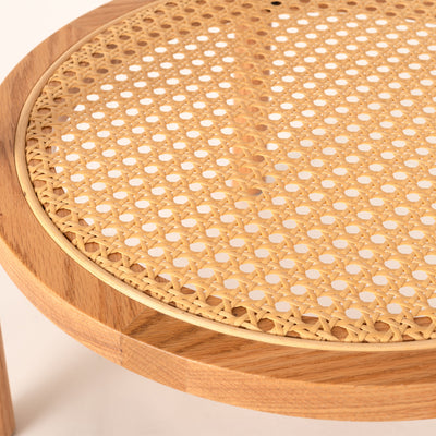 棚板に、自然素材の見た目に近いポリプロピレン製のラタンを採用しております。