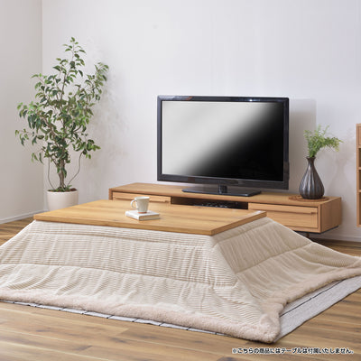 あたたかみのあるコーデュロイ生地に、ふわふわなシープボアで縁取りされたデザインがお洒落な薄掛こたつ布団の長方形タイプです。