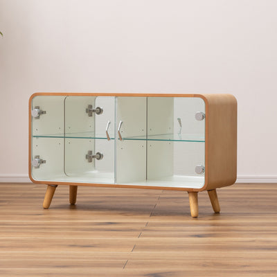 4本の丸脚と全体的なコロンとしたフォルムがかわいらしく、お使いのインテリアにナチュラルに馴染んでくれる、コンパクトなコレクションシェルフのロータイプ。