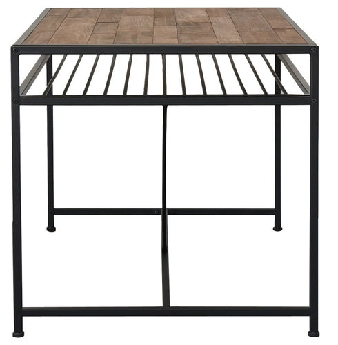 天板の下にはアイアンの棚板があるのでティッシュ箱やリモコンなどが置けて、天板の上を広く使うことができます。