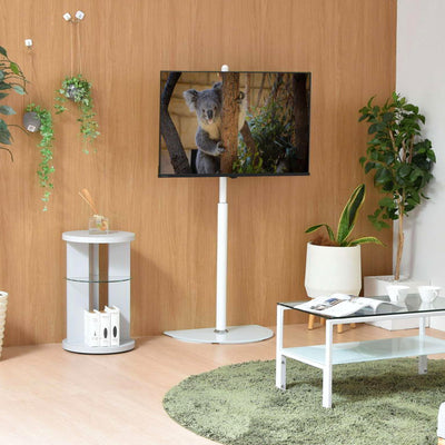 快適な視聴環境を実現する、半円ベースタイプのテレビスタンド。