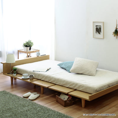 お部屋が開放的に見えるUSBコンセント付き北欧テイストのデザインローベッドと3Dメッシュ仕様の薄型ポケットコイルマットレスのセットとなります。