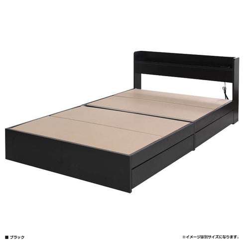 【スマートを極めた機能美】
シャープなブラックのフレームに、枕元をすっきりさせる棚や2口コンセント、見えない部分も有効活用できるキャスター付き収納など、スマートな機能が凝縮されています。