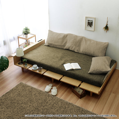 【ベッドが主役のくつろぎ空間】
あえて小さめのマットレスを合わせれば、ベッドがソファのような役割も果たし、自分だけの特別なリラックススペースが生まれます。