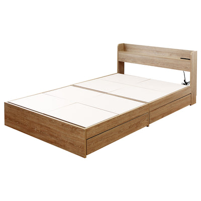 シュクレ 引出し収納付きベッドフレーム セミダブルサイズ(W1200×D2110×H700)