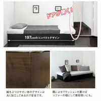 【安心と自由なレイアウト】角は丸く加工され安全。コンパクト設計は扉の開閉を妨げず、ソファとしても活用できます。