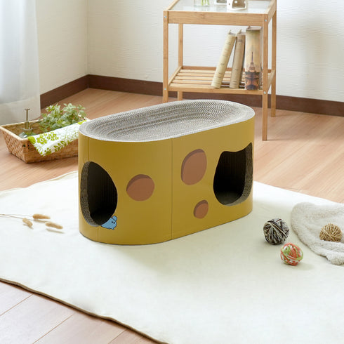 【まるで本物?キュートなチーズ型】遊び心と機能性を兼ね備えた猫用スクラッチャーです。