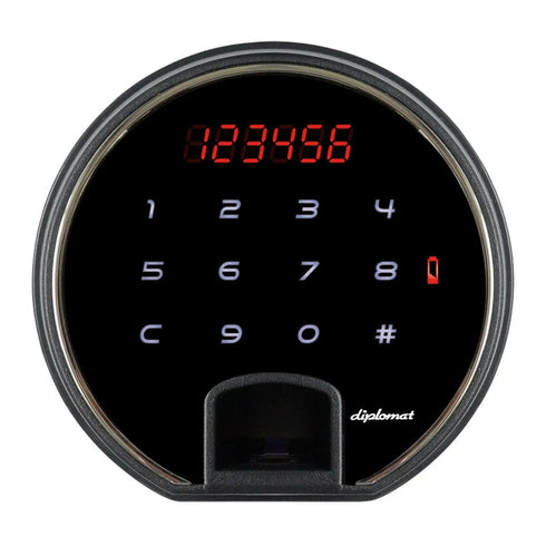 多機能なテンキー式+指紋認証式ロック(※)が標準装備されており、セキュリティ面でも充実した金庫です。