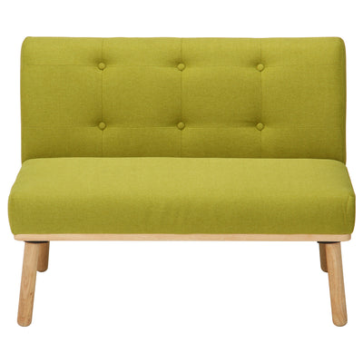 【天然木の温もり、優しいソファ】
あたたかな天然木のフレームと、優しいグリーンのファブリックが、お部屋に柔らかな印象をもたらし、心安らぐ空間を演出します。