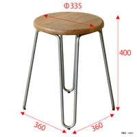 【サイズ図:暮らしにフィットするサイズ感】高さ40cm、座面直径33.5cmのコンパクト設計で、場所を選ばず様々なシーンで活躍します。