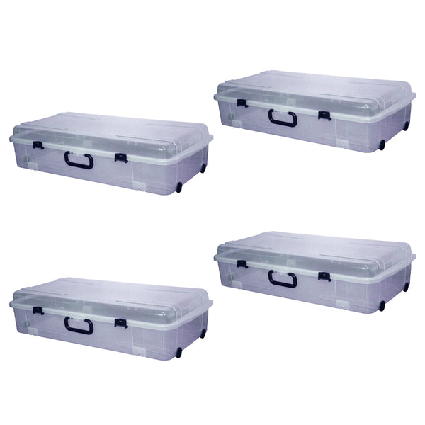 デッドスペースを有効活用できる、薄型収納ケースのワイドタイプ4個セットです。