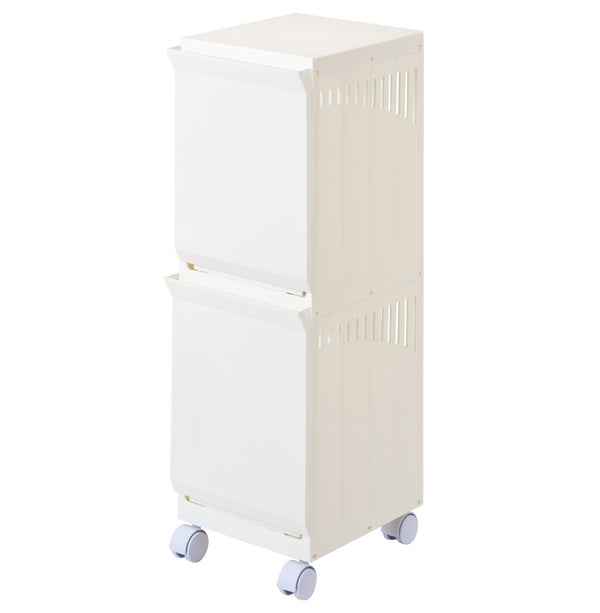 【すっきり置ける、スリム設計】
幅22cmのスリムなボディは、洗面所やリビングのわずかな隙間にもぴったり収まり、キャスター付きで移動も簡単なため、お部屋を広々と使えます。