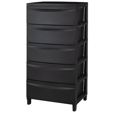 ルーセントワイド5段チェスト脚付き(W540×D420×H1074)