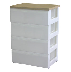 【すっきり収納】散らかりがちなものを美しく隠して収納できる、シンプルデザインの4段チェストです。