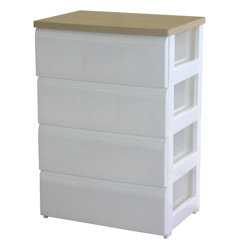 あらゆるインテリアや生活スタイルにもスッと馴染む、シンプルなデザインの4段チェストです。