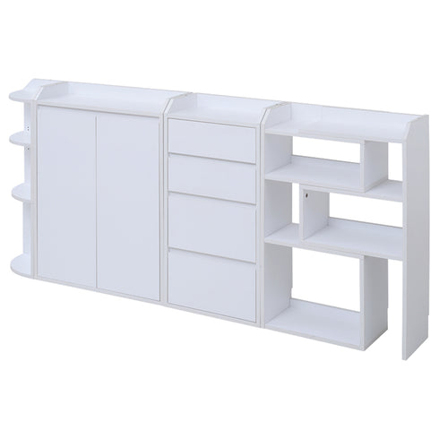 【自由自在のレイアウト】
清潔感あふれるホワイトカラーの4つの収納家具は、並べて使っても、お部屋の必要な場所でバラバラに設置しても、暮らしにフィットした使い方ができます。