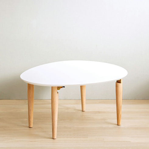 北欧風の柔らかい印象のホワイト天板×ナチュラル脚の折りたたみ楕円形テーブル