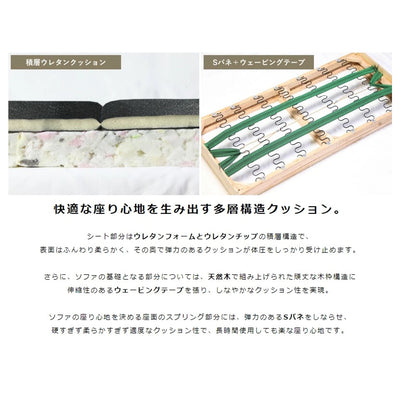 座面には弾力のあるSバネの上からウレタンフォームとウレタンチップの積層構造が採用されており、しっかりした座り心地は、座った時に自然とリラックスでき、長く座っていても疲れません。