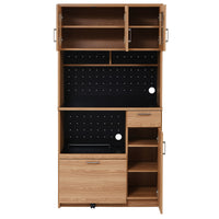 【見せる・隠すを両立】ガラス扉で食器を美しくディスプレイしつつ、引き出しや下扉で生活感のあるものをすっきりと隠せます。