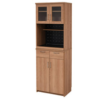 【スリムなのに大容量収納】幅60cmのスリム設計ながら、上部・オープン部・下部と5つの収納スペースで食器や家電をたっぷり収納できます。