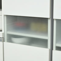 【中身をふんわり隠す】フロストガラスの扉が、収納物を優しく目隠ししながらも、どこに何があるか把握できます。