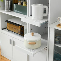 【蒸気を逃がすスライド棚】炊飯器や電気ケトルなど、蒸気の出る家電も安心して置けるスライド棚を2段完備しています。