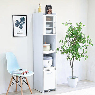 ちょっとした隙間や収納スペースにお困りの方にぴったりな、スリムタイプの家電収納家具。家電が2台収納できる、高さ160cmタイプ。