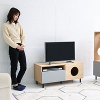 【お部屋にフィット】場所を取らないサイズ感と、ナチュラル×グレーの優しい色合いが魅力。