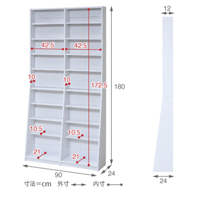 薄型文庫本収納ラック(W900×D120-240×H1800)