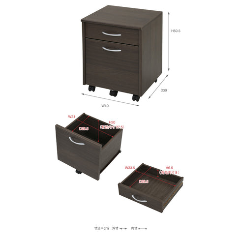 木製デスクワゴン(W400×D390×H505)