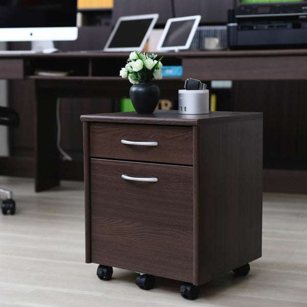 高級感のある色調と丸みのある天板が特徴的なデスクワゴン。