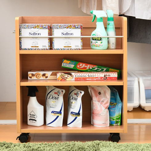 【日用品ストックもおまかせ】
収納するものに合わせて棚の高さを5段階で調節できるので、洗剤や食品のストックなど、様々な大きさのものを無駄なく収納できます。