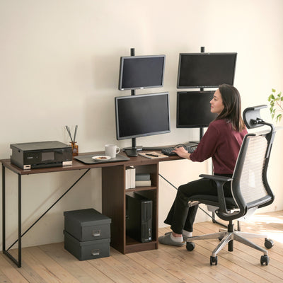 【マルチモニター対応】
広々とした天板はモニターアームの設置にも対応しており、トレーディングやゲーミング用途にもぴったりです。