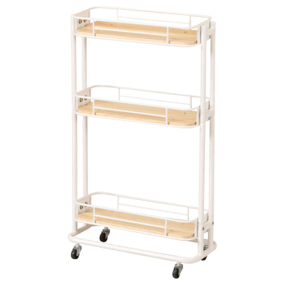 【清潔感あふれるホワイト】
清潔感のあるホワイトのスチールとナチュラルな木目が、洗面所のタオル収納や、キッチンのスパイスラックとして、明るくすっきりとした空間を演出します。