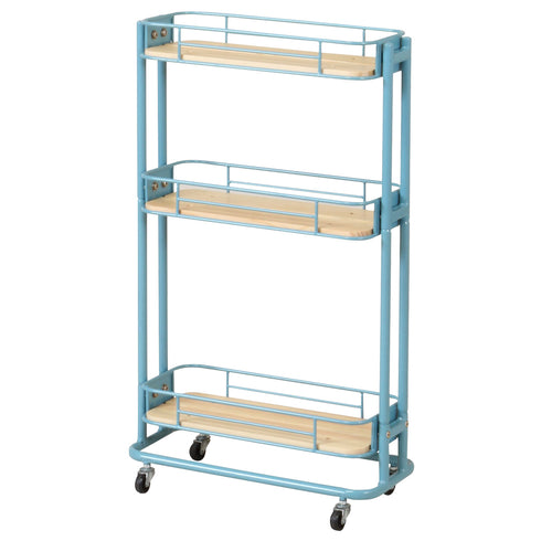 【お部屋の主役になる一台】
パッと目を引く爽やかなターコイズブルーは、子供部屋の整理ワゴンや、リビングのアクセントとして、空間に明るさと遊び心をプラスしてくれます。