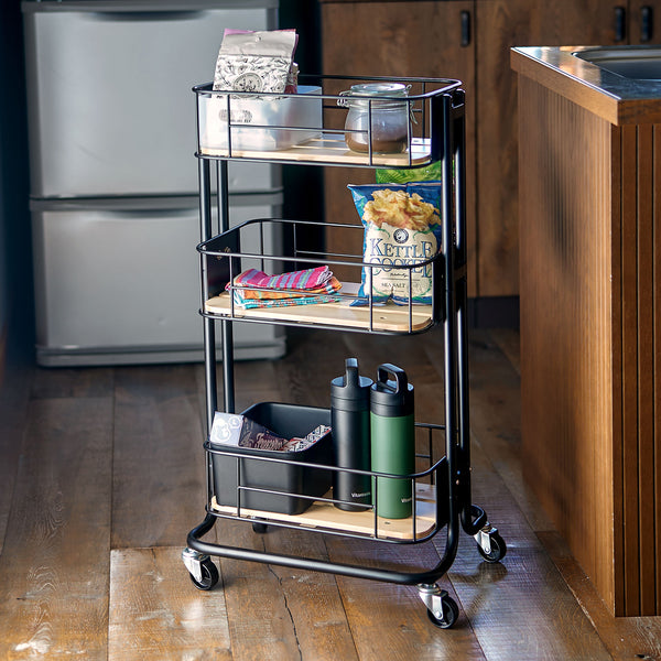 ヨーロッパの昔ながらの自転車のカゴをイメージしてデザインされたバイシクルケージシリーズ(Bicycle Cage Series)、通称「ビーワイケージシリーズ」の三段ワゴンです。