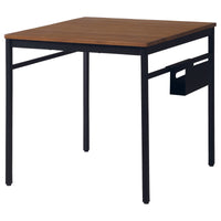 【機能美を追求したデザイン】コンパクトな75cm角の天板とスマートなブラックスチールフレームが、洗練された空間を演出。サイドにさりげなく配されたティッシュホルダーが、機能性を高めます。