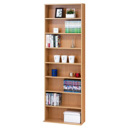 【自由自在な棚で収納上手に】
6枚の可動棚を32mmピッチで自由に調整し、DVDやコミック、雑誌まで、あらゆるサイズのコレクションを無駄なくぴったり収納できます。