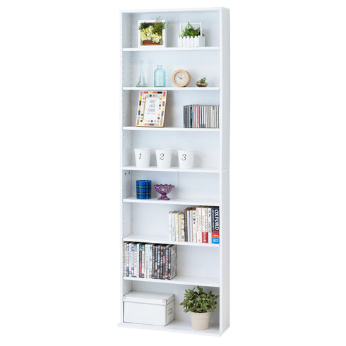 【"見せる収納"を楽しむ】
清潔感あふれるホワイトの棚板は、お気に入りの雑貨や本を美しく引き立て、あなただけの特別なディスプレイスペースを作り出します。