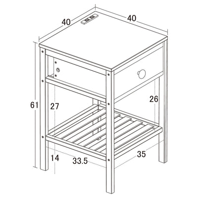 Bamboo サイドテーブル(W400×D400×H610)