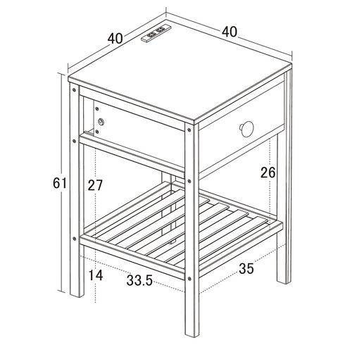 Bamboo サイドテーブル(W400×D400×H610)