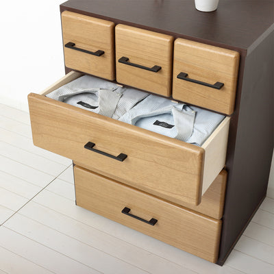 天然木自在チェスト6D(W740×D410×H565)