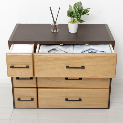 天然木自在チェスト6D(W740×D410×H565)