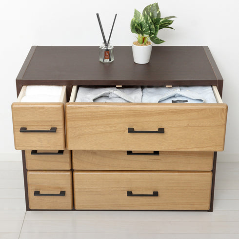 天然木自在チェスト6D(W740×D410×H565)