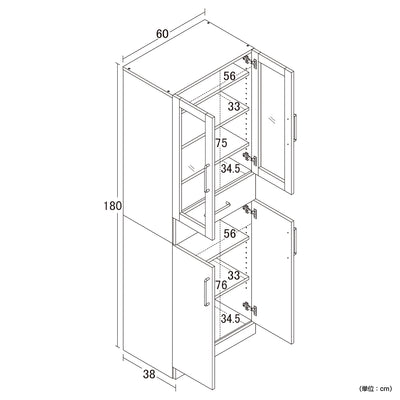 ヌーヴォー 食器棚(W600×D380×H1800)